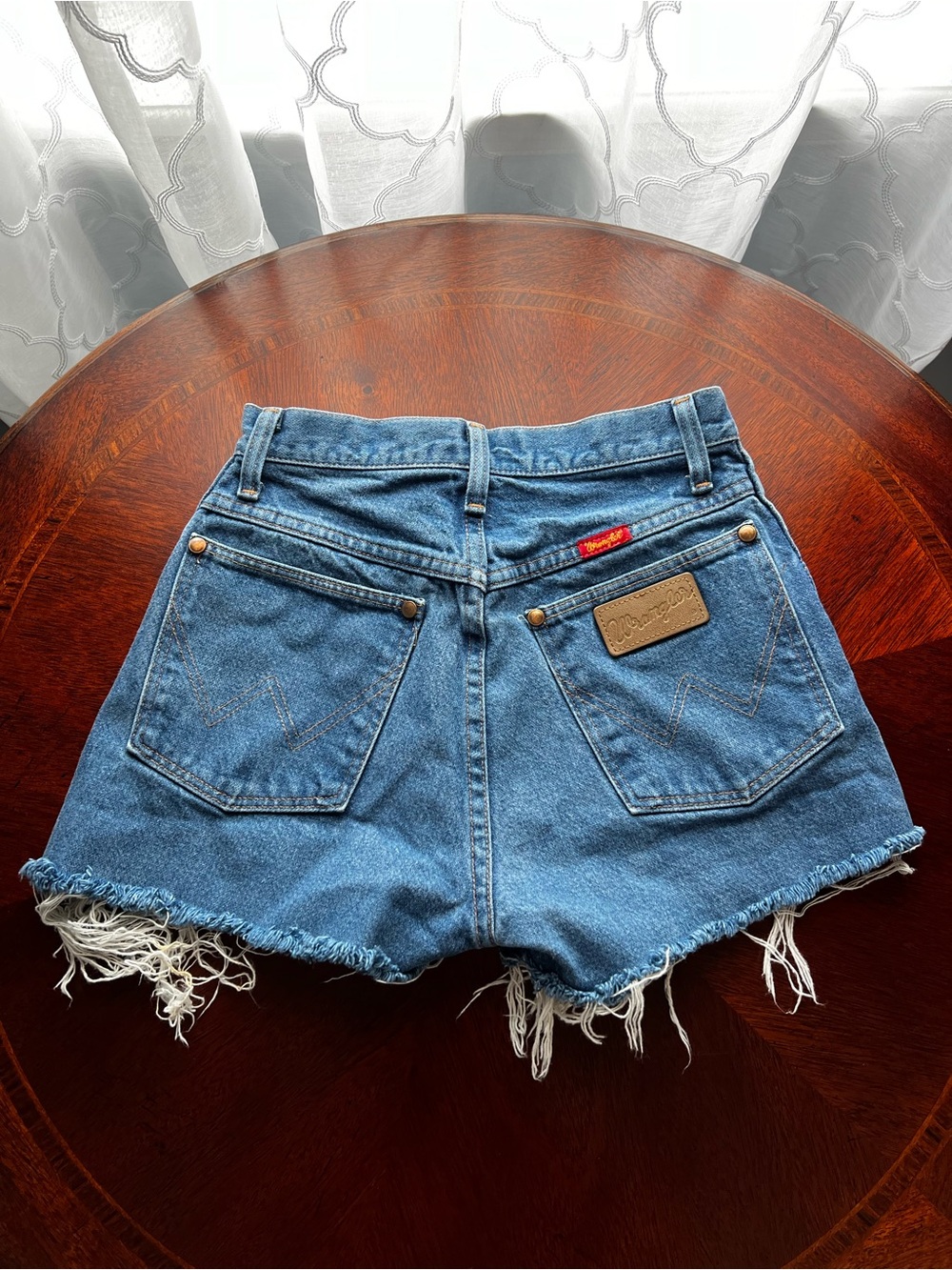 Wrangler Vintage 1995 Cutoff Denim Shorts, Upcycled 51071 Jeans, Fits as size 23